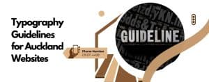 Typography guidelines for Auckland websites featuring diverse typefaces and design elements, emphasizing effective visual communication.